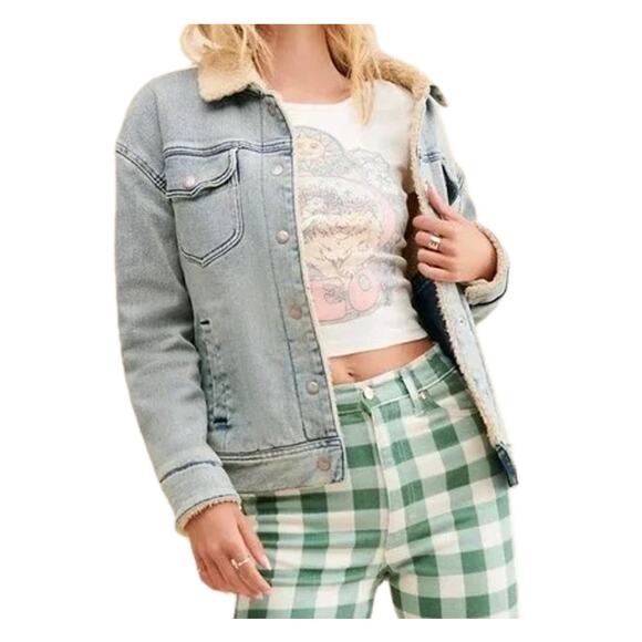 Faherty Women's Riverlands Sherpa Denim Long Sleeve Jacket Size XL NEW - Picture 1 of 6